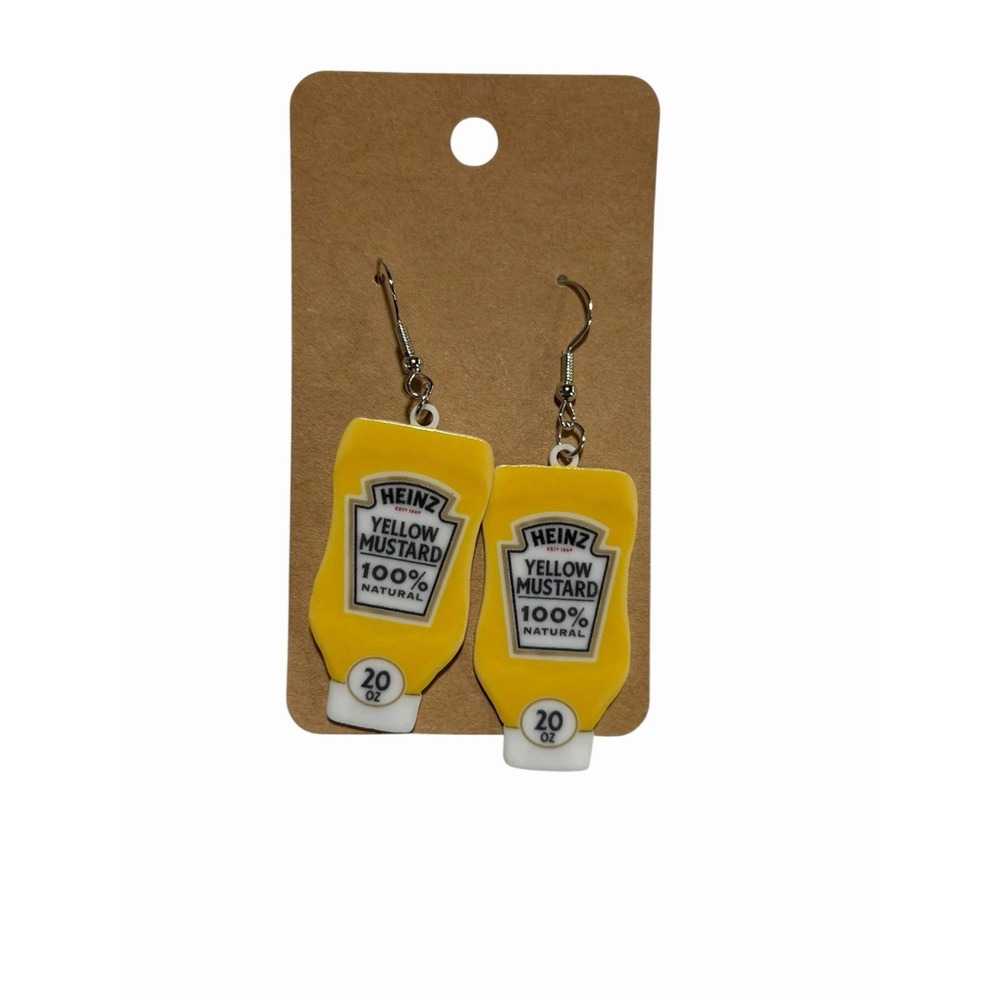 New Novelty Fashion‎ Earrings mustard yellow bottle